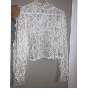 Zara white lace blouse
